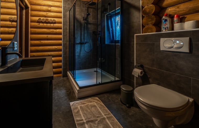 Luxe badkamer met douche in Vakantiehuis in Ommen, een comfortabele vakantiewoning in de Vechtstreek, Overijssel.