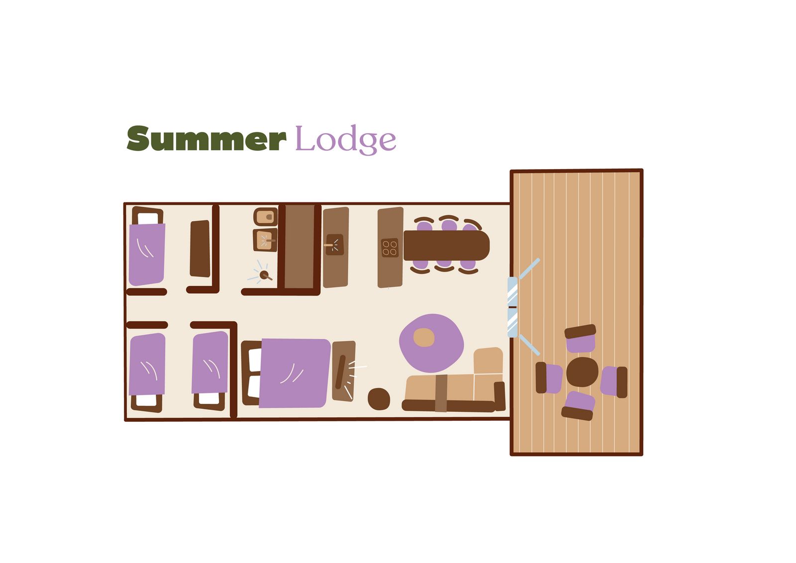 Komfortables Doppelzimmer in der Summer Lodge Glamping Lodge in Beerze, Overijssel.