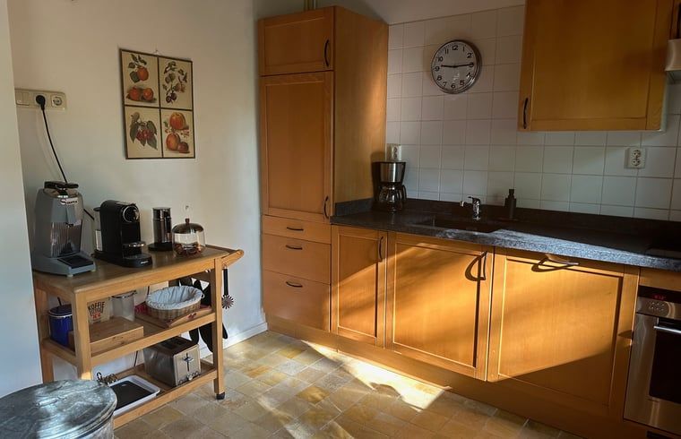 Keukenhoek met apparatuur in Vakantiehuis in Dalfsen, praktisch en gezellig in de Vechtstreek, Overijssel.