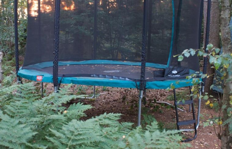Trampoline in de tuin van Vakantiehuis in Dalfsen, plezier voor kinderen in de Vechtstreek, Overijssel.