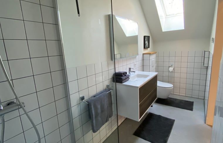Geraeumige Dusche im Ferienhaus in Dalfsen, Ferienhaus in Vechtstreek, Overijssel.