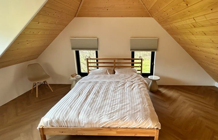 Moderne badkamer met dakraam in Huisje in Balkbrug