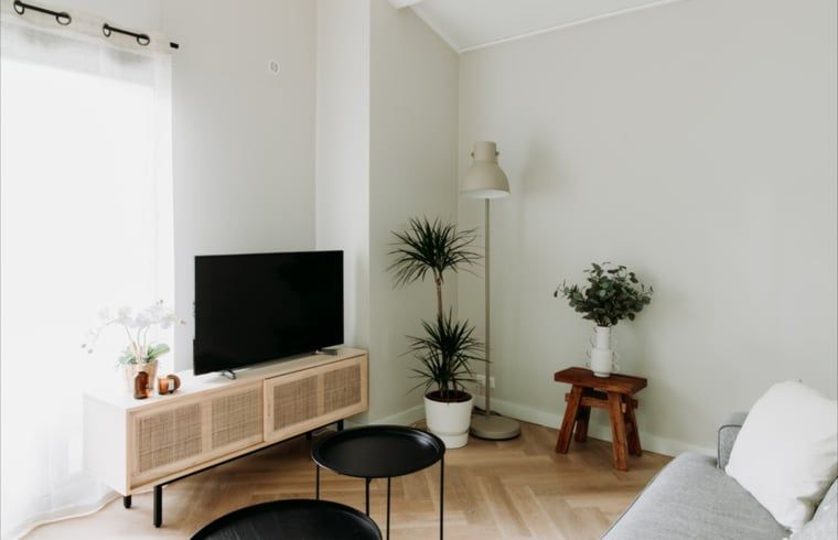 Stijlvolle zithoek in Vakantiehuisje in Rheezerveen, Vechtstreek, Overijssel.