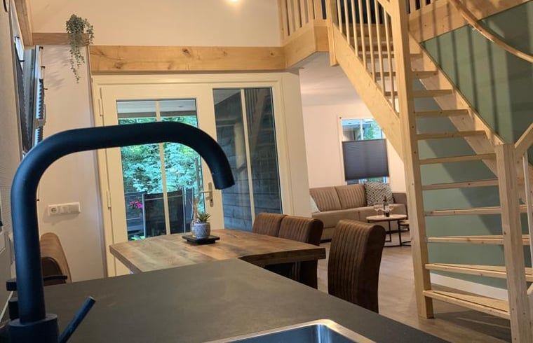 Kitchen with view of nature in Holiday home in Marienberg, Vecht region, Overijssel.
