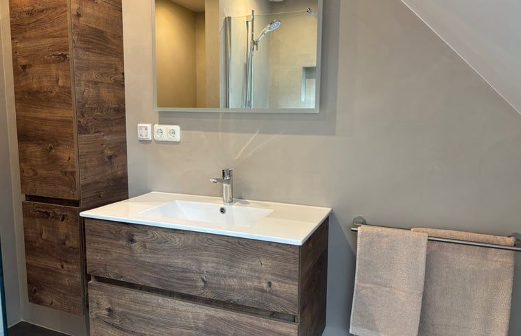 Elegantes Badezimmer im Ferienhaus in Arrien, ideal fuer Komfort in der Region Vecht, Overijssel.