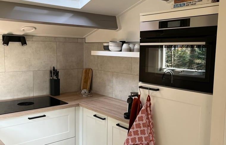 Keukenhoek in Vakantiehuisje in Stegeren, voorzien van moderne apparatuur in de Vechtstreek.
