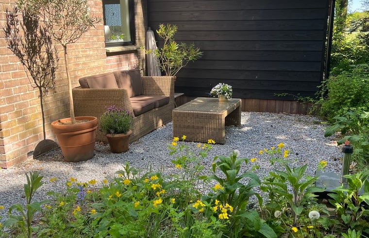 Gezellige tuinruimte bij Vakantiehuisje in Stegeren, ideaal voor ontspanning in de Vechtstreek.