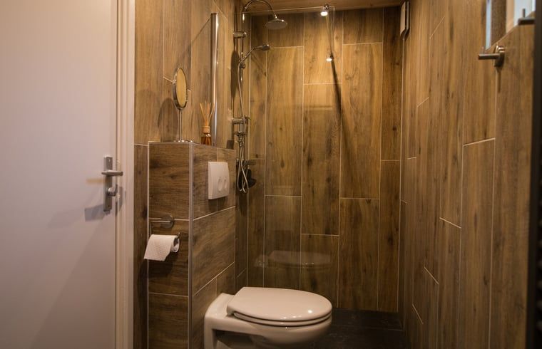 Luxe badkamer in Vakantiehuis in Bruchterveld, ontspannen douche-ervaring in Vechtstreek, Overijssel.