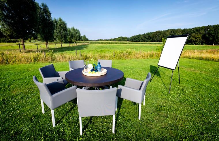 Outdoor meeting place at Holiday home in Hoonhorst, inspiring surroundings in the Vecht region, Overijssel.