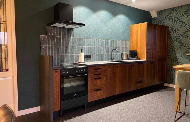 Fully equipped kitchen in Holiday cottage in Kloosterhaar, Vechtstreek, Overijssel.