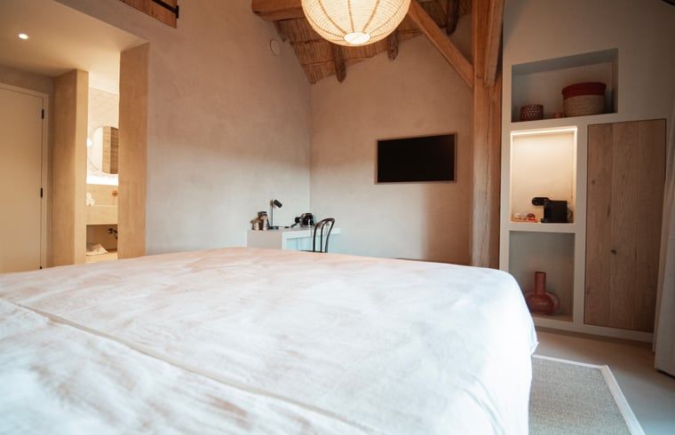 Schlafzimmer im Ferienhaus in Collendoorn, Vechtstreek, Overijssel. Komfortabler Innenraum fuer einen entspannten Aufenthalt.