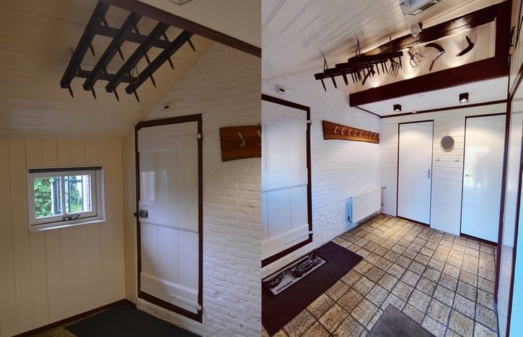 Entree van Vakantiehuisje in Giethoorn met praktische opbergruimte in Noordwest Overijssel, Overijssel.