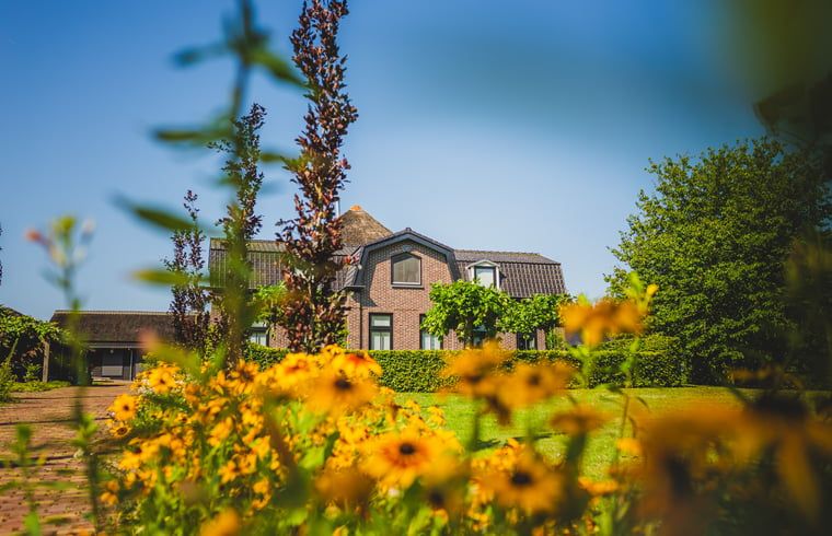 Vakantiehuis in Sint Jansklooster met bloemenrijke tuin in Noordwest Overijssel, ideaal voor natuurliefhebbers.