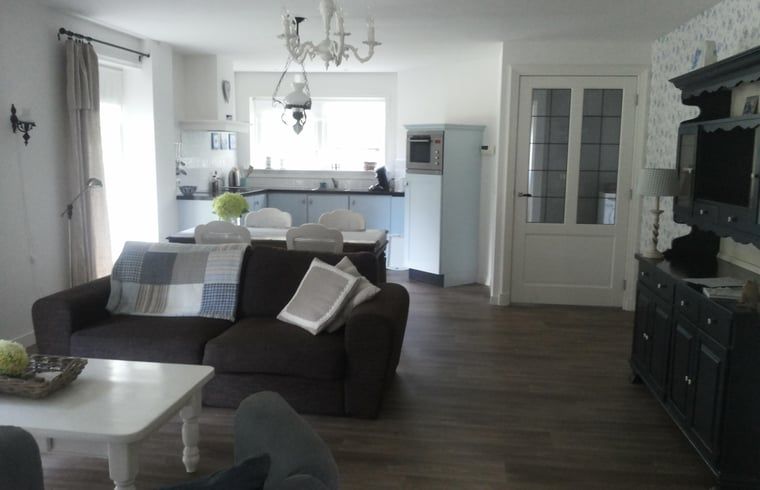 Ruime woonkamer van Vakantiehuis in Hamingen, Noordwest Overijssel. Gezellige binnenruimte in deze vakantiewoning in Overijssel.