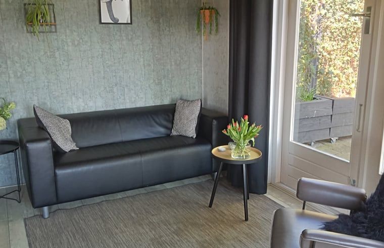 Comfortabele woonkamer in het vakantiehuisje in Staphorst, perfect voor ontspanning in Overijssel.