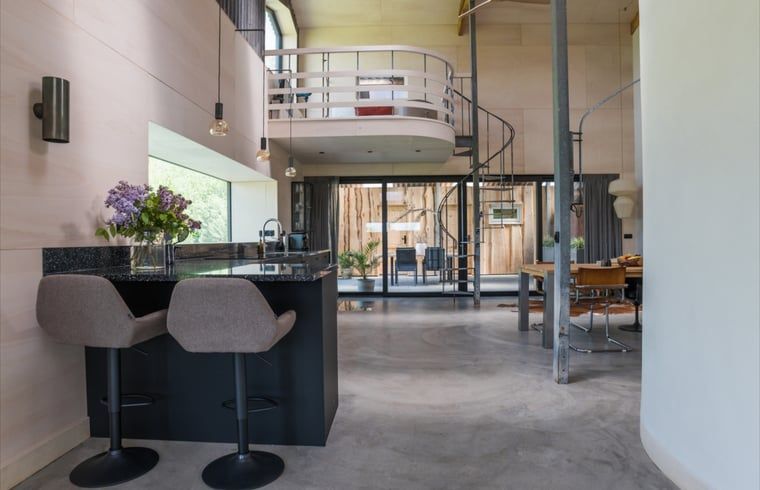 Kitchen with bar in Holiday home in Zalk, a perfect place for cooking lovers in Northwest Overijssel.