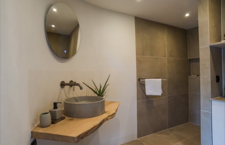 Modern bathroom in Holiday home in Zalk, equipped with luxury amenities in Northwest Overijssel.