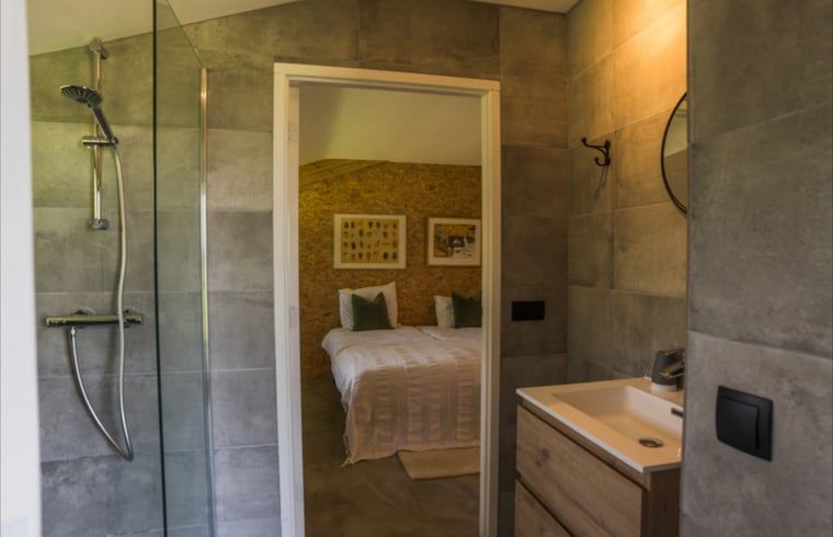 Modern bathroom with shower in Holiday home in Zalk, a luxury residence in Northwest Overijssel.
