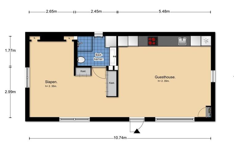 Plattegrond van Vakantiehuis in Soest, Utrecht, toont de indeling van de accommodatie.