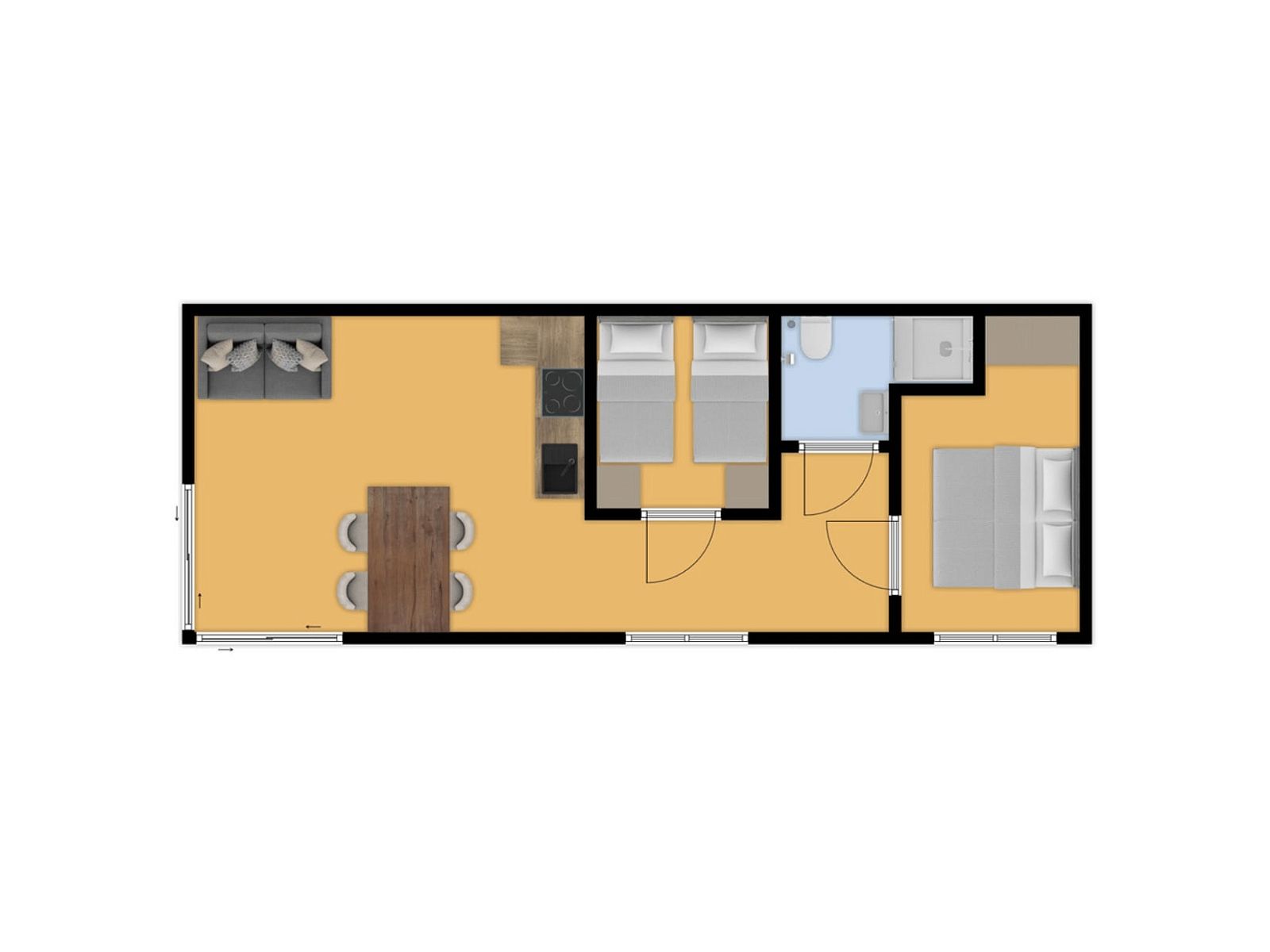 Floor plan of Bungalow Noordhout, Doorn, shows layout on the Utrecht Ridge.