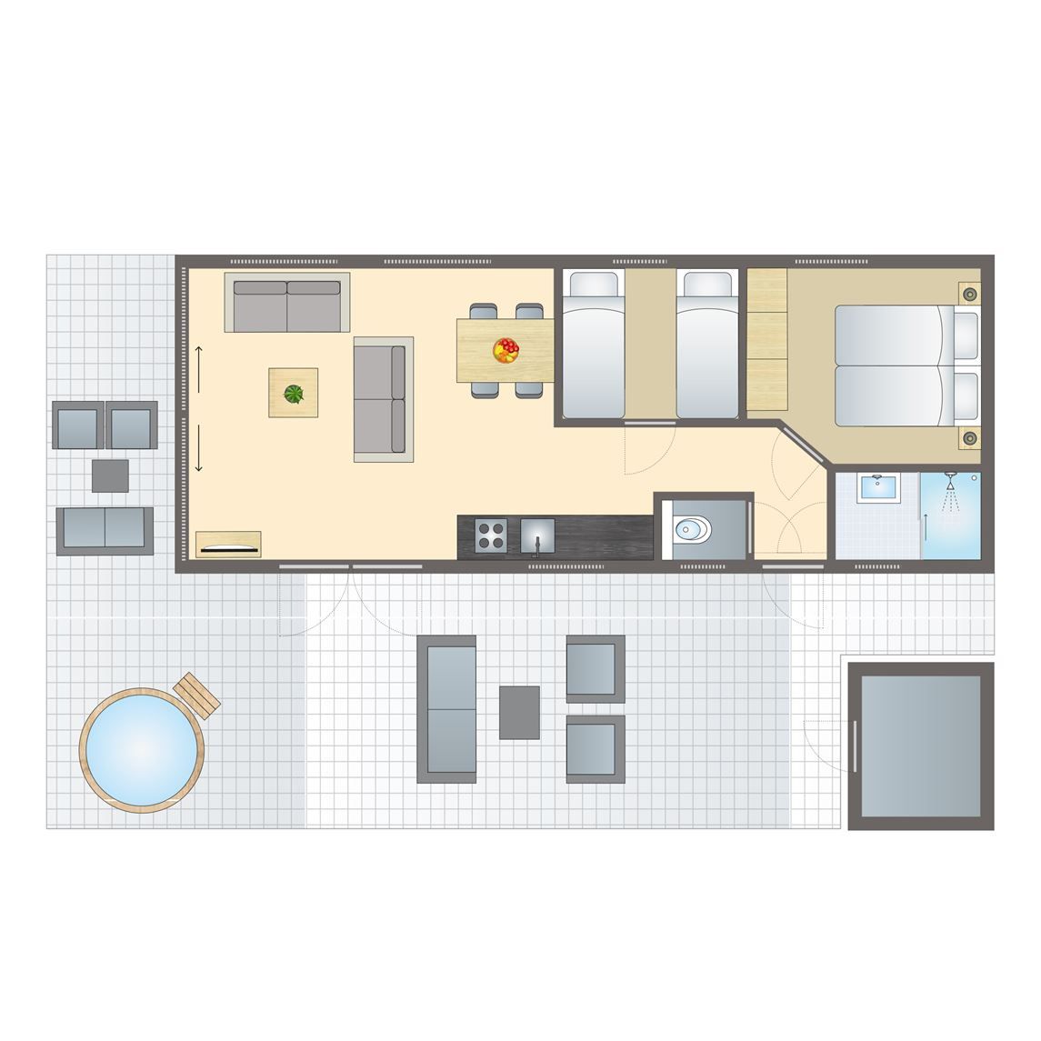 Unterkunft 5707145 - Bungalow Utrechtse Heuvelrug - 4-persoons Eco Cottage Hottub | 4BE2