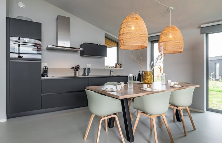 Dining area in Holiday home in Wissenkerke, Noord-Beveland, Zeeland with modern furnishings.