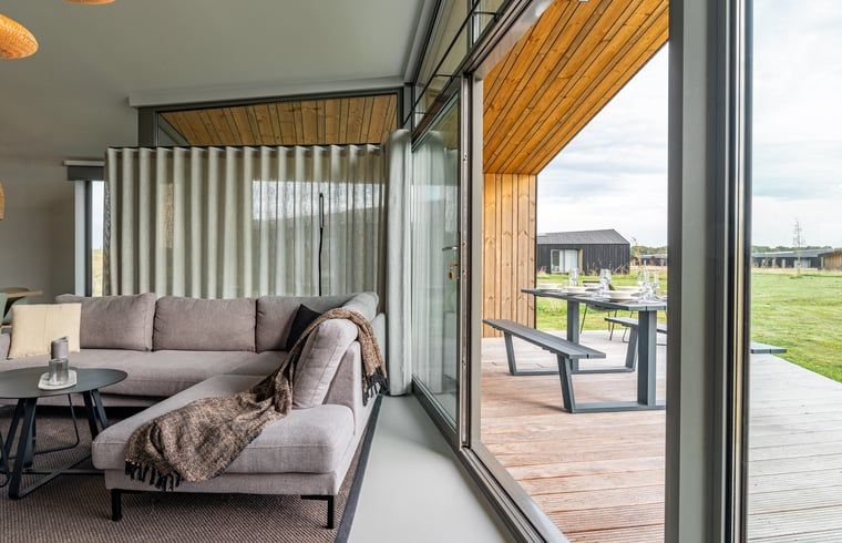 Veranda with view of nature in Holiday home in Wissenkerke, North Beveland, Zeeland.