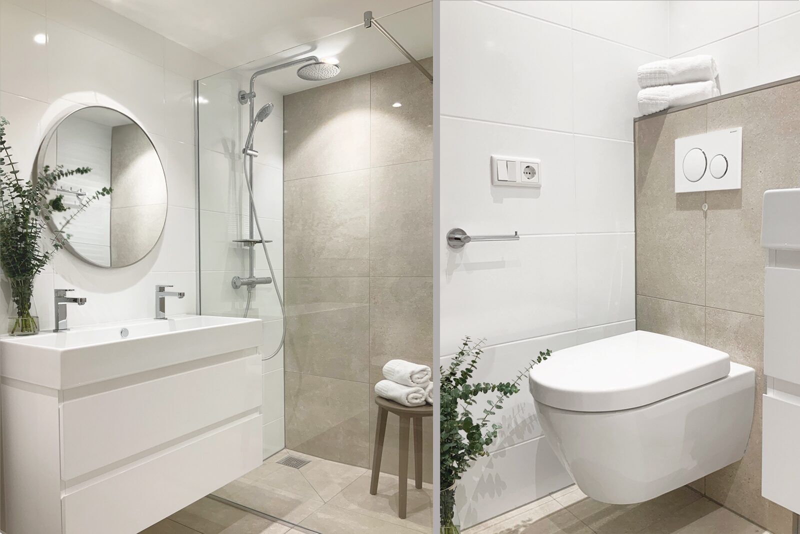 Modern bathroom in Ostrea 16 vacation home, Roompot Beach Resort, Kamperland, Zeeland.