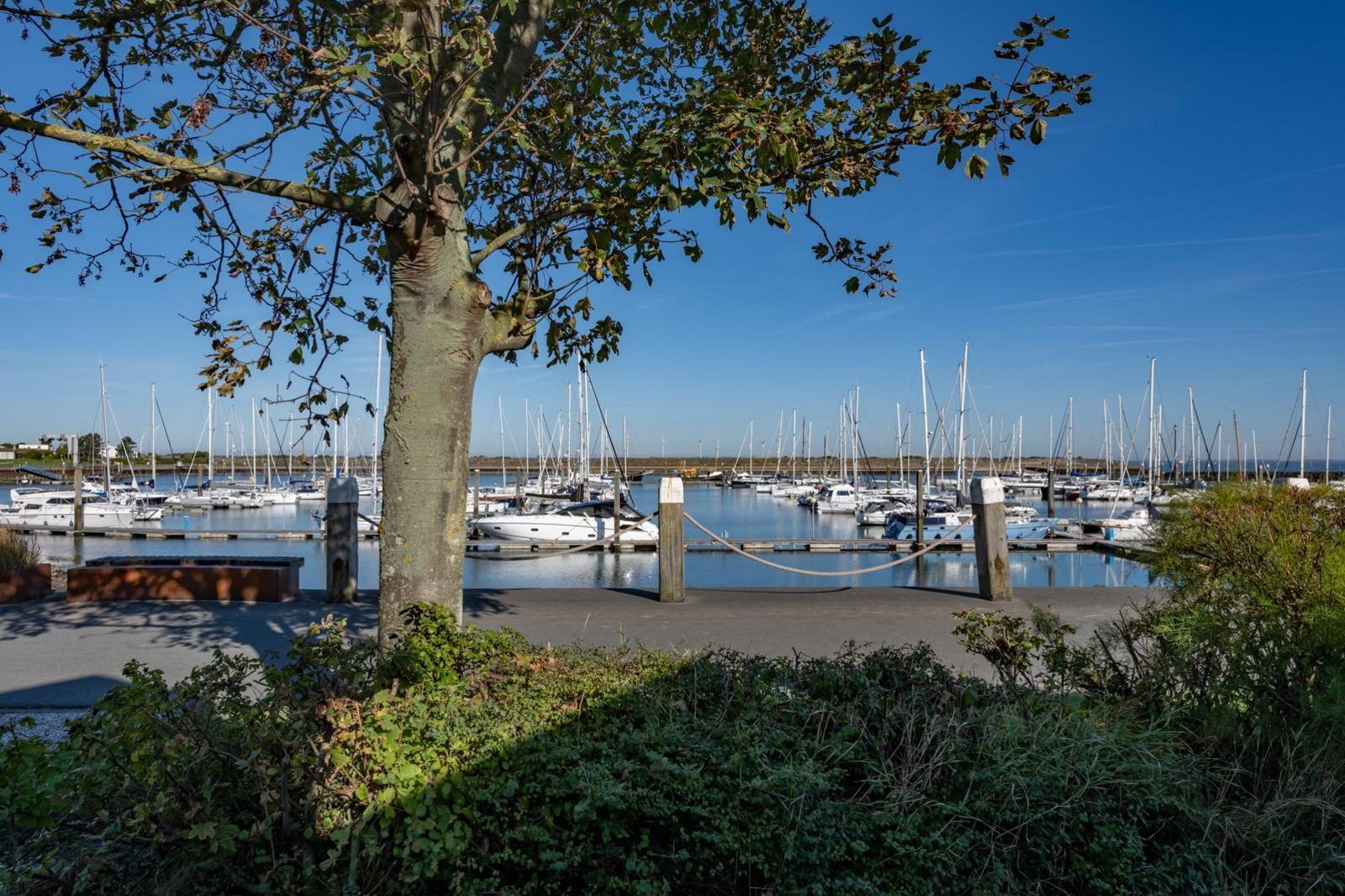 Prachtig uitzicht op de jachthaven vanuit Sophiaboulevard 15, Roompot Beach Resort in Kamperland, Zeeland.