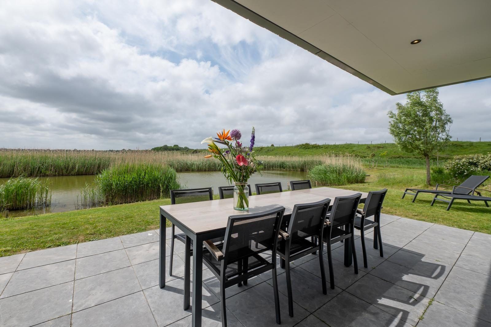 Terrace overlooking water in Waterline 04, De Groote Duynen, Kamperland.