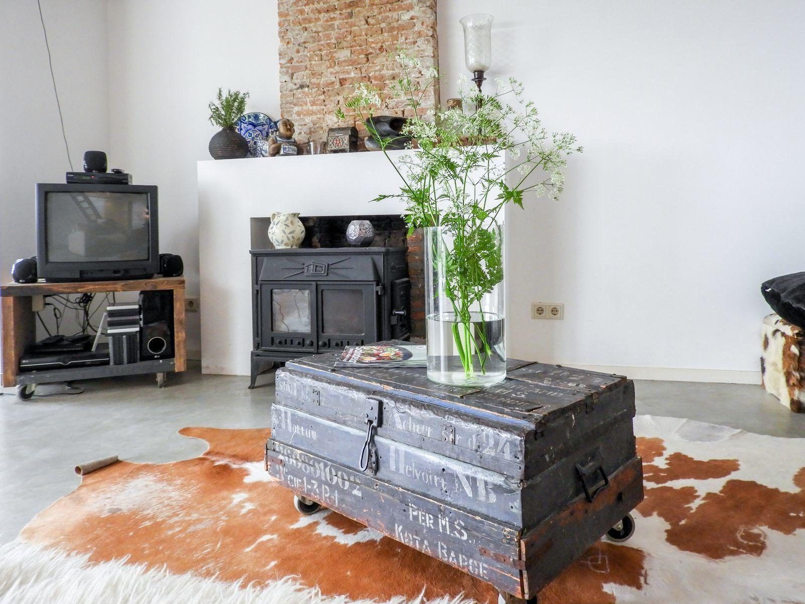 Gemuetliche Sitzecke mit Kamin in VZ184 Ferienhaus Kamperland, Zeeland.