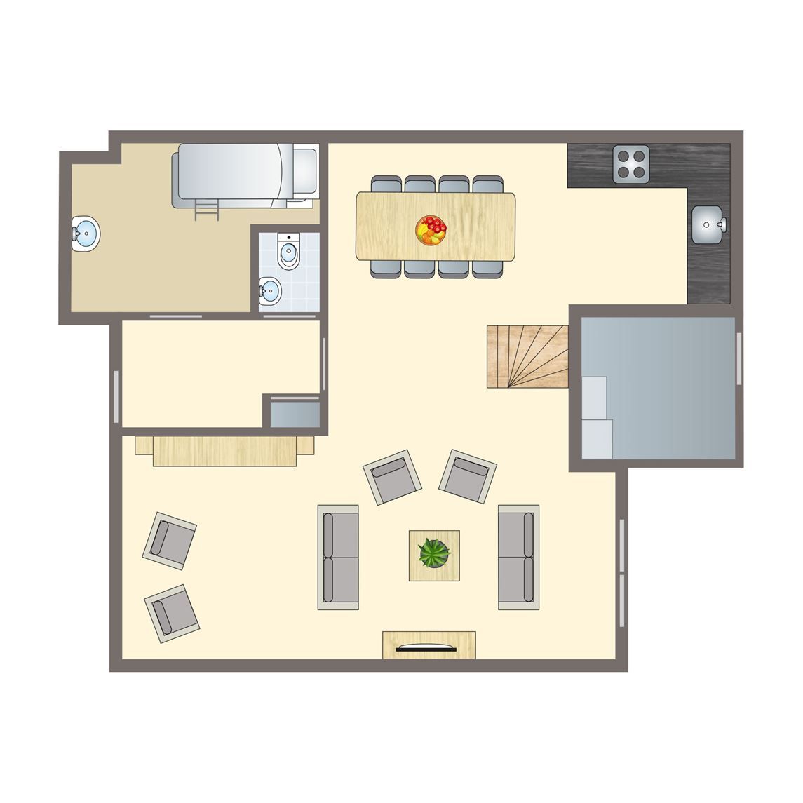 Duinpark 't Hof van Haamstede 8-Personen-Bungalow 8CE in Burgh-Haamstede mit schoener Terrasse und gruener Umgebung.