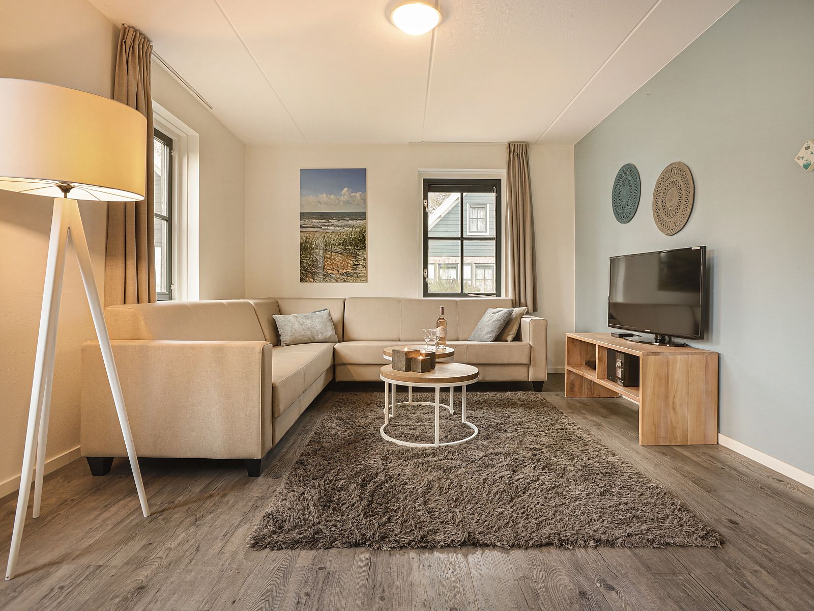 Schlafzimmer mit Etagenbett in Duinpark 't Hof van Haamstede 8-Personen-Bungalow 8CE, ideal fuer Kinder.