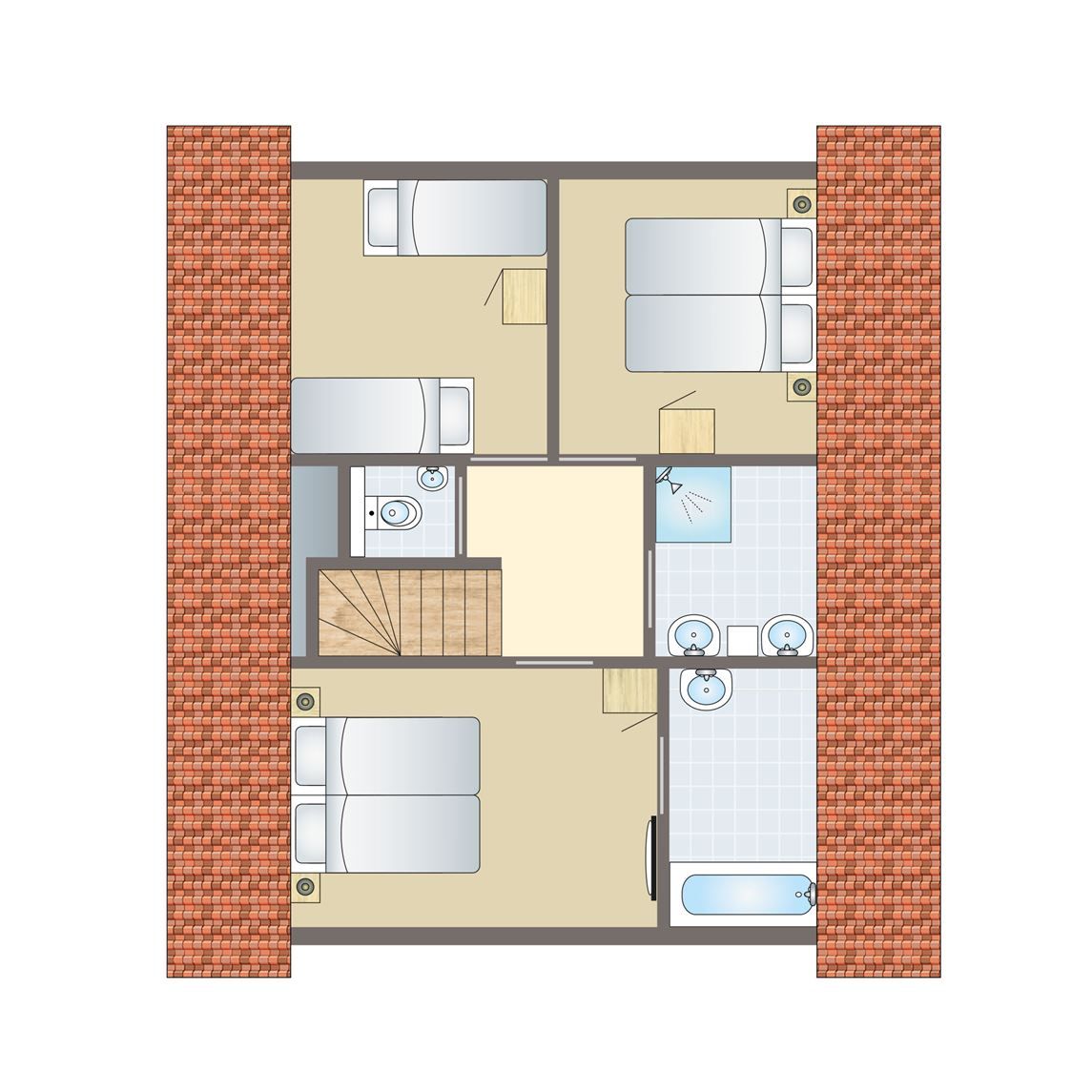 Helles Wohnzimmer im Resort Haamstede 6-Personen-Bungalow 6D, Burgh-Haamstede, mit gemuetlicher Sitzecke.