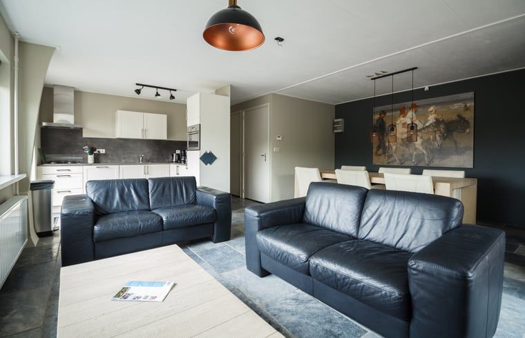 Gemuetliches Wohnzimmer des Ferienhauses in Looperskapelle, Schouwen-Duiveland, mit moderner Einrichtung.