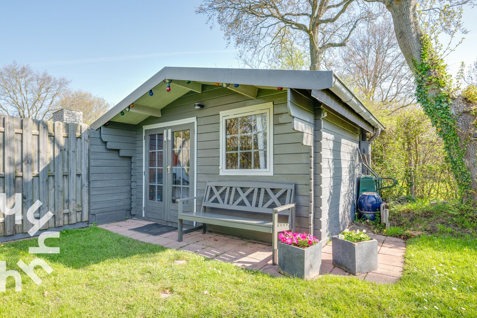 Wooden garden house in the garden of ZE742, Oostkapelle, Zeeland.