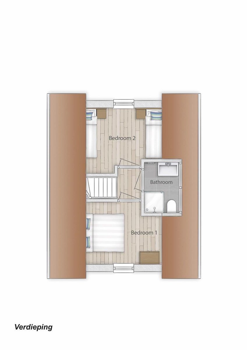 Grundriss des Ferienhauses VZ1078 in Oostkapelle mit Grundriss.