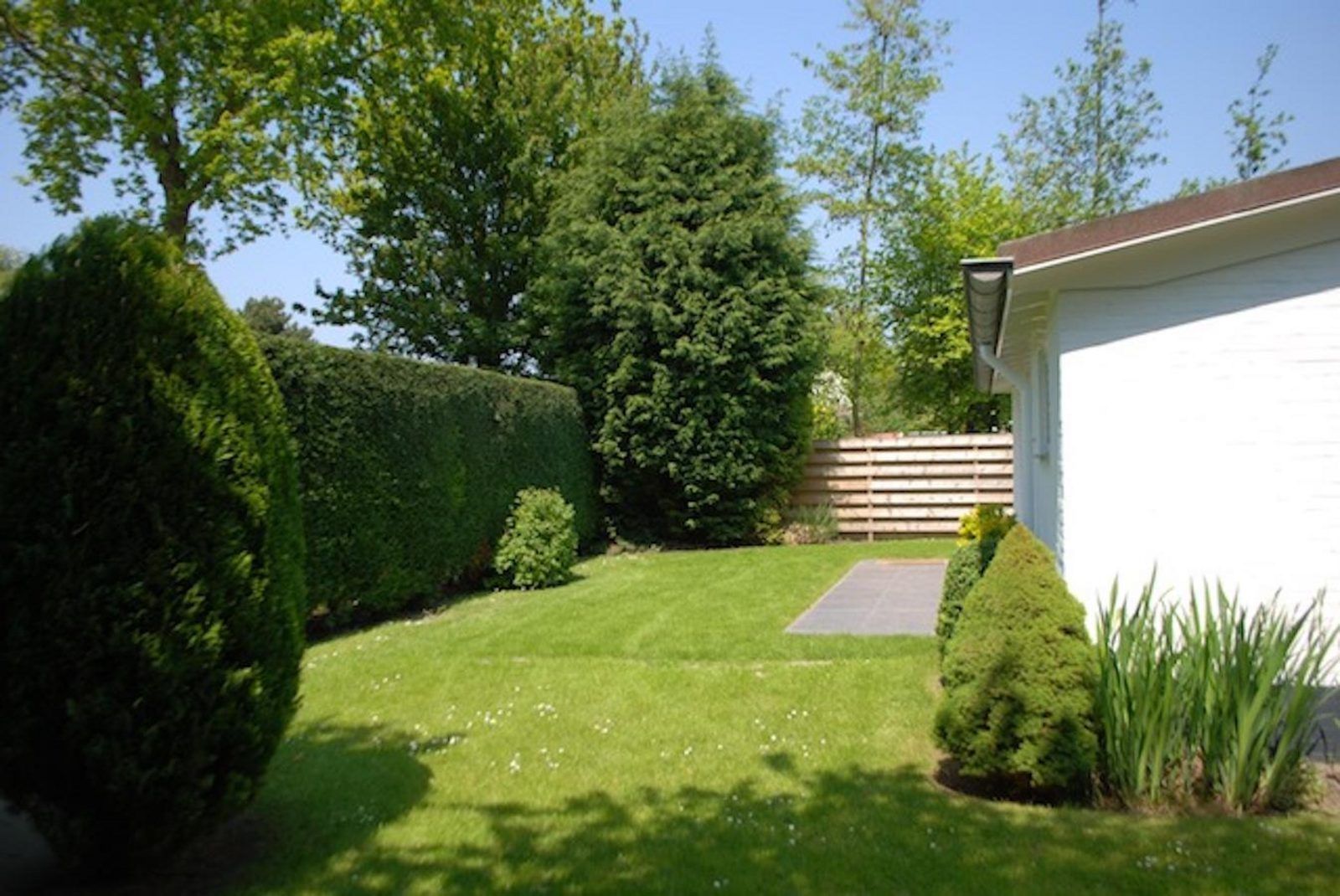 Green backyard of VZ1163 Holiday bungalow in Oostkapelle, Walcheren, Zeeland, surrounded by nature.