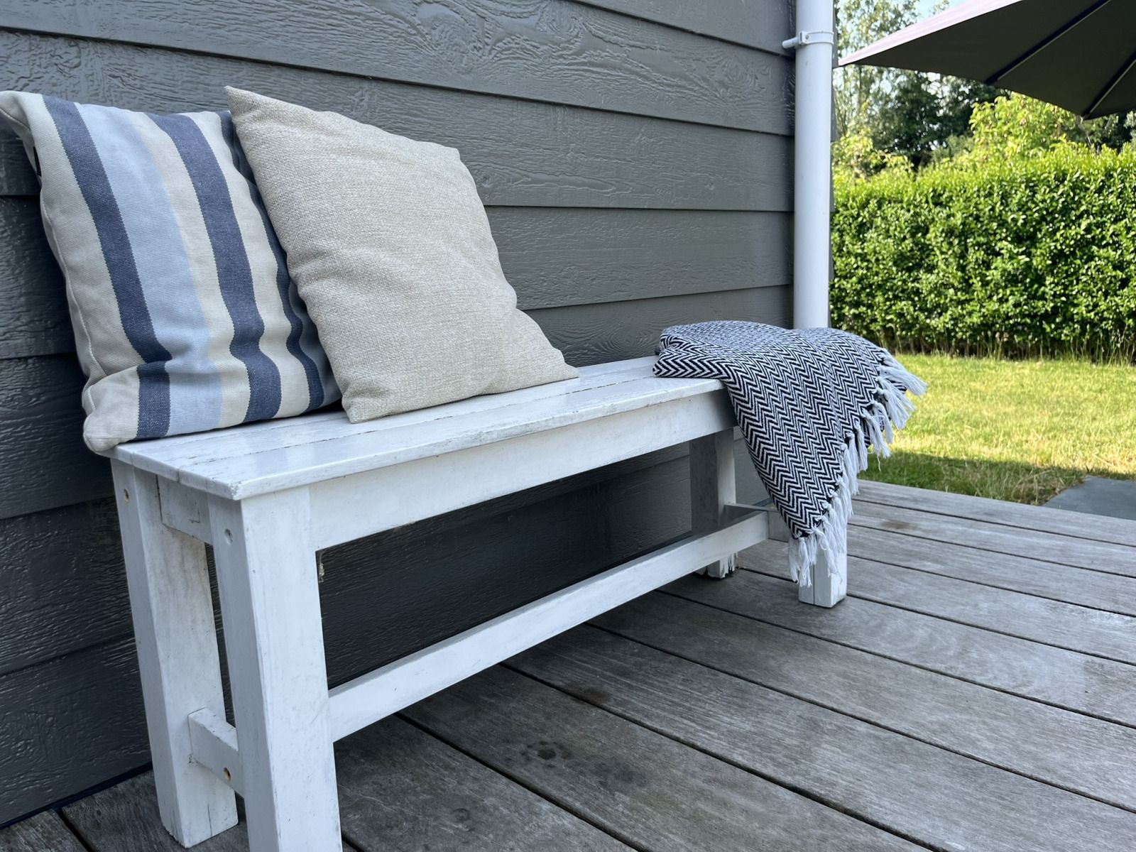 Blick von der Veranda des Ferienhauses ZE1509, Oostkapelle, Zeeland.