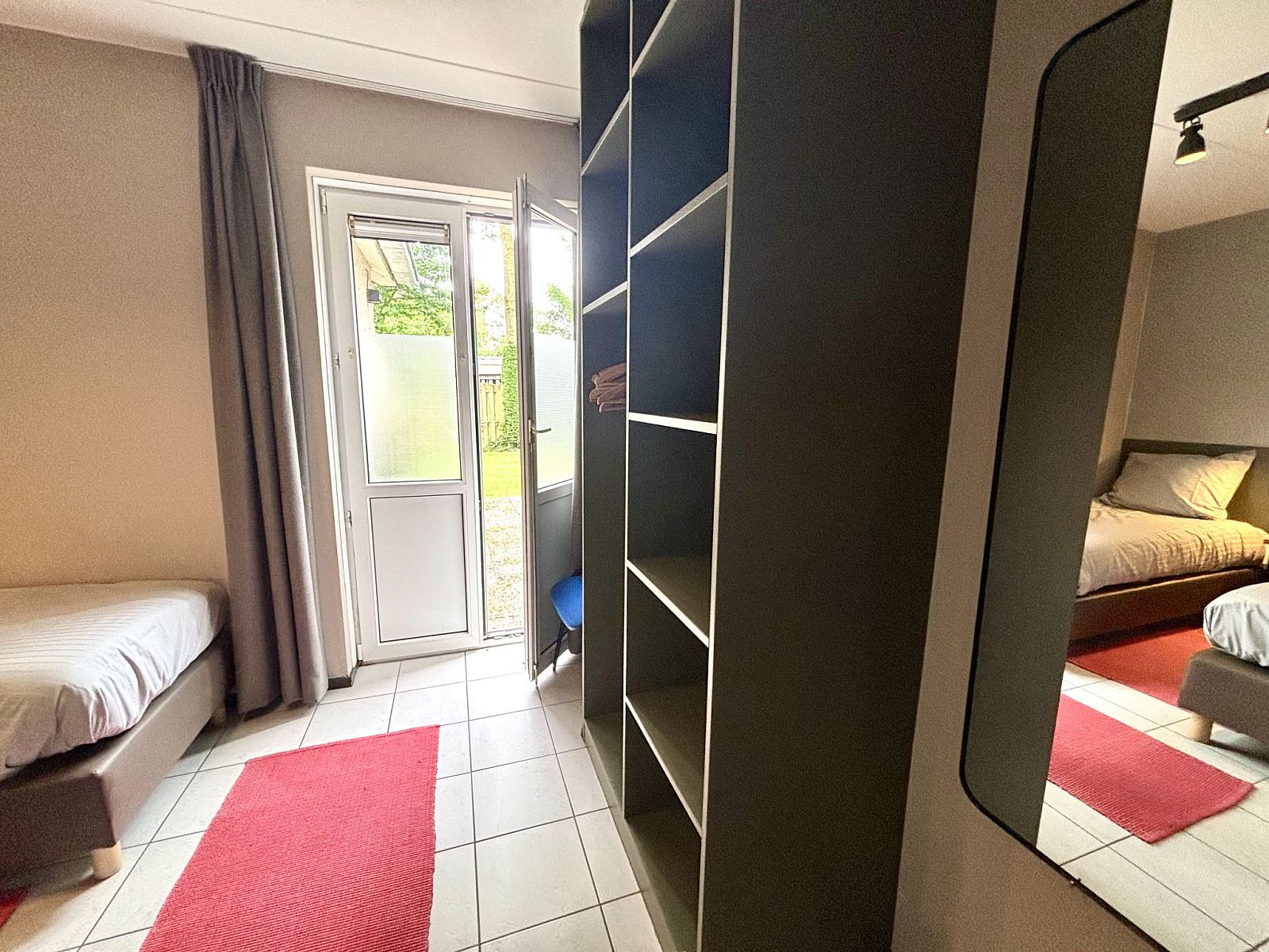 Entrance of bedroom in Apartment Boszicht 1, Oostkapelle, Walcheren, with storage space.