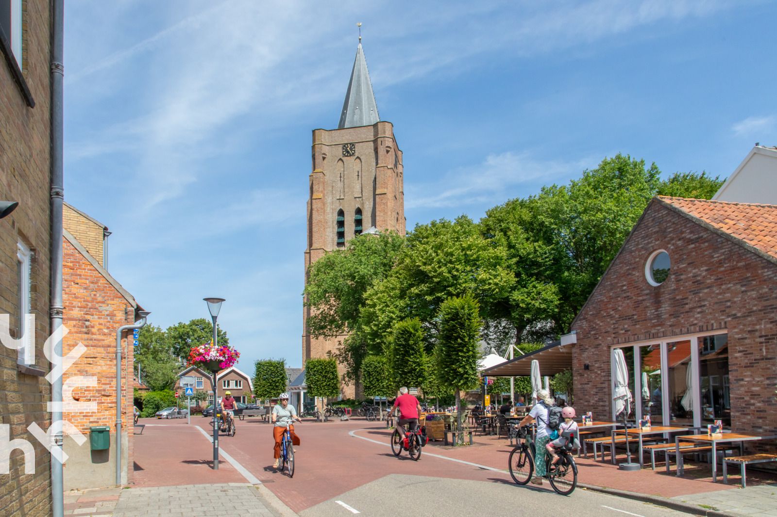 Lively village square in Oostkapelle, near vacation home ZE414, Walcheren, Zeeland.
