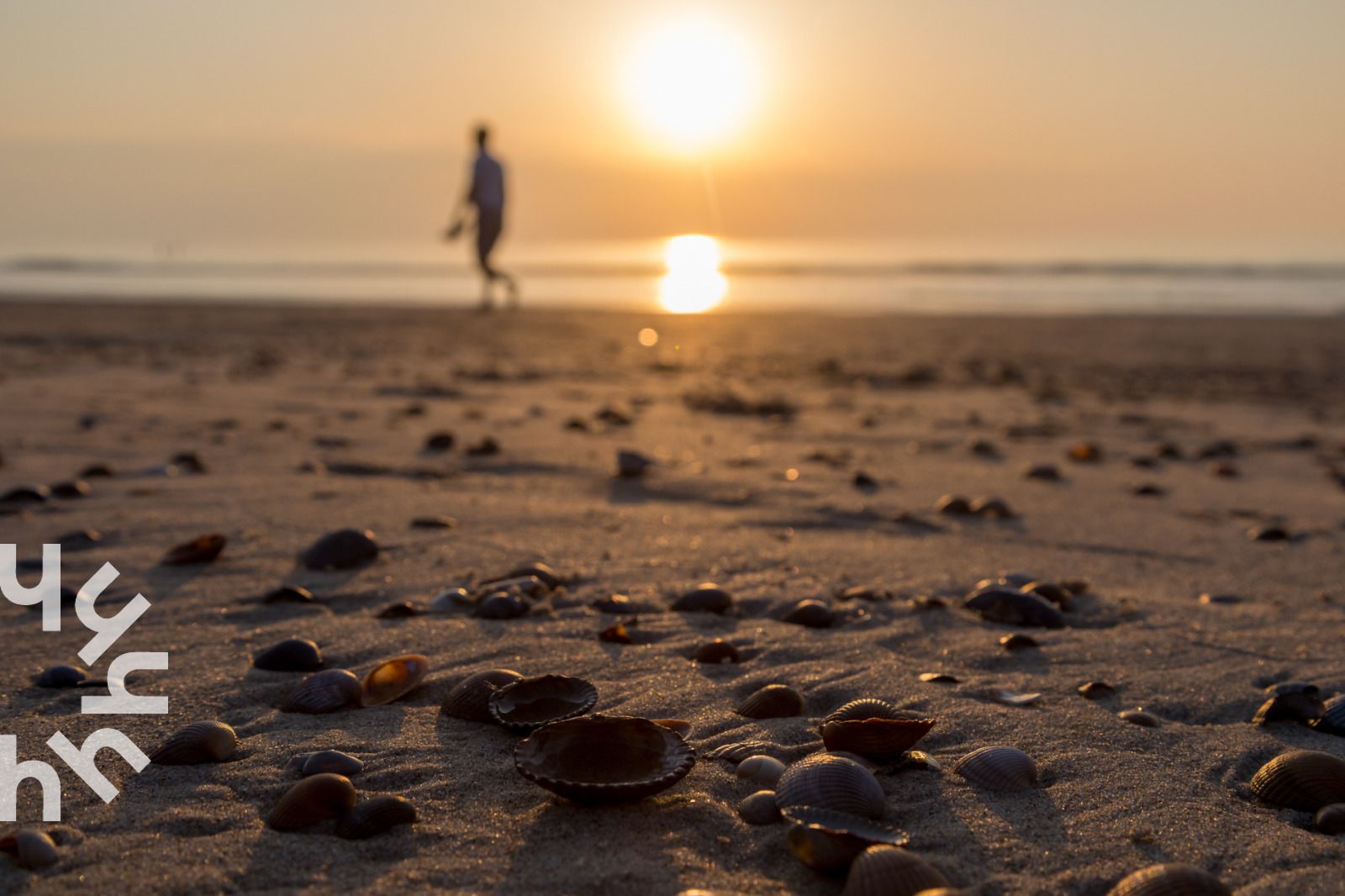 Strandwandeling bij zonsondergang nabij vakantiehuis ZE1594 in Domburg, Walcheren, Zeeland.