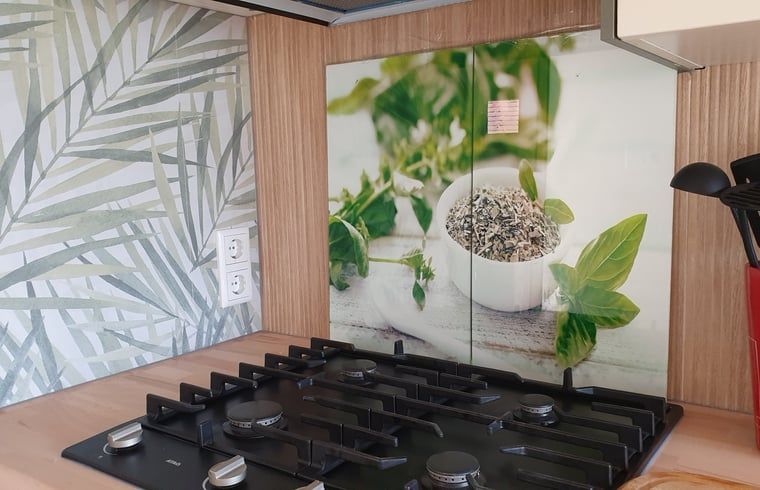 Detail van de keuken in Vakantiehuisje in Vlissingen, Walcheren, met moderne voorzieningen.