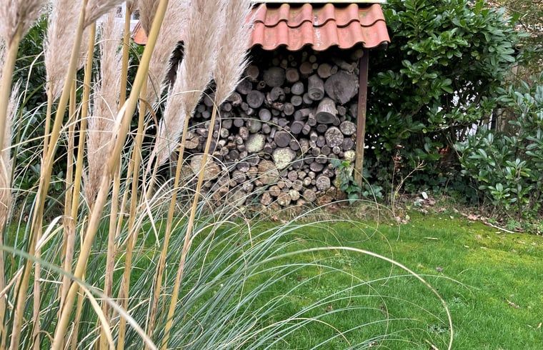Wood storage in the garden of Holiday Home in Dishoek, Walcheren, Zeeland.
