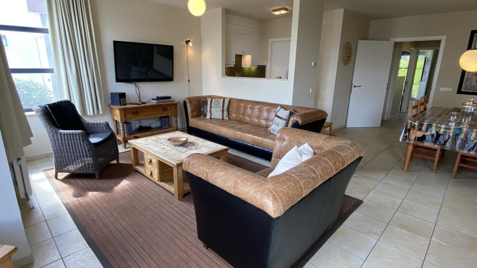 Gezellige zithoek in VZ193 Appartement Cadzand in Zeeuws-Vlaanderen, ideaal voor ontspanning in Cadzand, Zeeland.