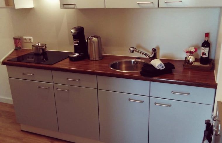 Moderne keuken in Vakantiehuisje in IJzendijke, Zeeuws-Vlaanderen, Zeeland.