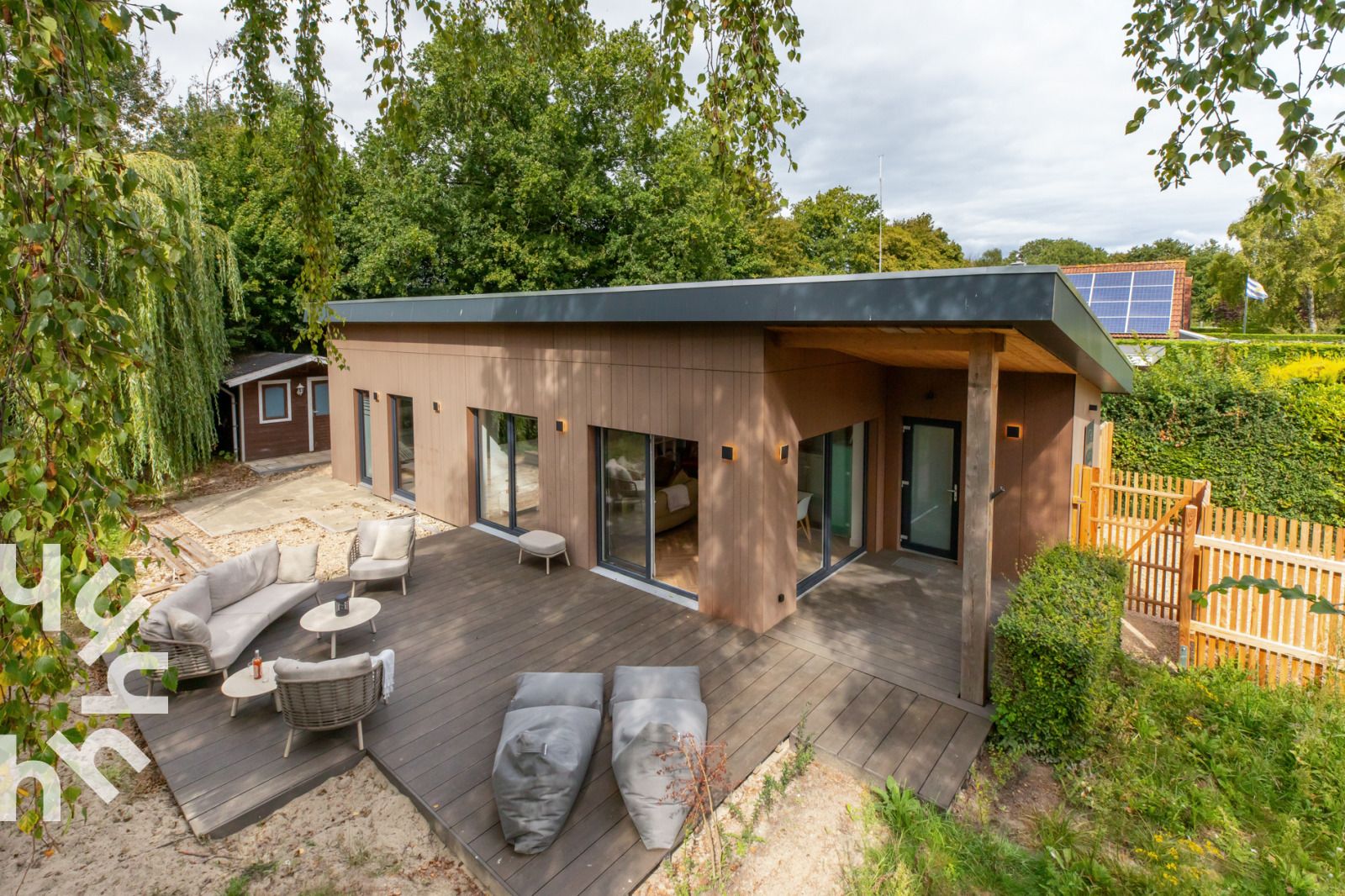 Veranda des Ferienhauses ZE1545 in Wolphaartsdijk, Zuid-Beveland, ideal zum Entspannen in der Natur Zeelands.