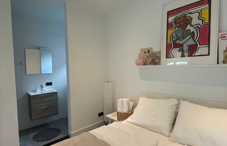 Bedroom in Cottage in Ouddorp, vacation home in Goeree-Overflakkee, South Holland with private bathroom.