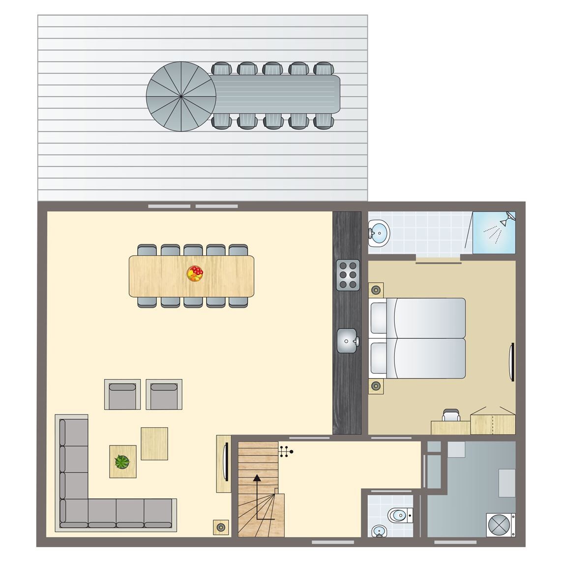 Strand Resort Ouddorp Duin villa in Ouddorp, South Holland overlooking dunes and blue sky.