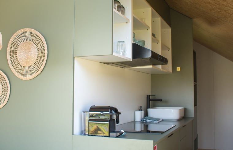 Funktionelle Kueche mit modernen Geraeten im Ferienhaus in Sommelsdijk, praktische Unterkunft in Goeree-Overflakkee.